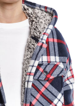 Рубашка на меху на пуговицах 22-7337 син-красная клетка