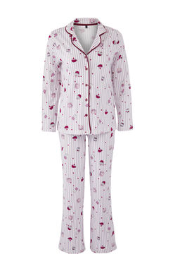 Lila-Cok Renkli %100 Pamuklu Kalpli Eglence Desenli Biyeli Orme Pijama Tak?m? THMAW26PT00039
