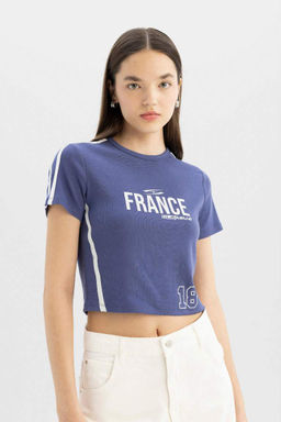 Классная футболка с короткими рукавами из модала с круглым вырезом и принтом - Defacto фото 7