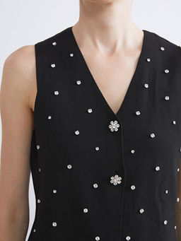 V Yaka Ta?l? Kad?n Triko Yelek