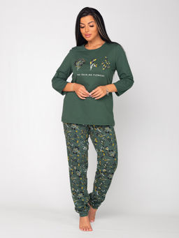 Пижама женская кулирка с брюками "ФИБИ" ЗЕЛЕНЬ