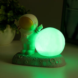 Фигурка светящаяся RISALUX «Крутой космонавт», LED-ночник, 2 Вт, RGB, от батареек 3×LR44, бело-золотой, 11×6×11 см