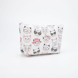 Цена за 2 шт. Косметичка простая на молнии, маленькая, с рисунком Коты, белая/розовая
