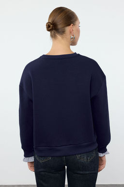 TRENDYOLMILLA Gri Melanj Dokuma Detayl? Relaxed/Rahat Kal?p Kal?n Ici Polarl? Orme Sweatshirt TWOAW25SW00079 фото 5