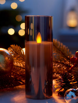 Светодиодная свеча «Серебристая», 20×5.5 см, от батареек AAx2, свечение тёплое белое