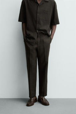 PANTAL?N REGULAR FIT 100% LINO / Marr?n - Zara фото 2