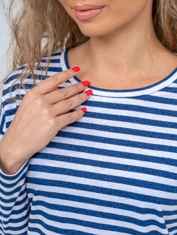 Лонгслив женский, цвет синий белый