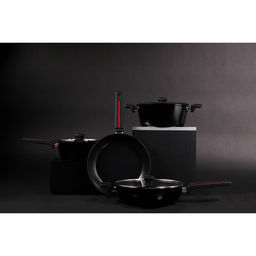 Сковорода Magistro Flame, d=28 см, h=5 см, кованый алюминий, ручка soft-touch, антипригарное покрытие, индукция, чёрная фото 9