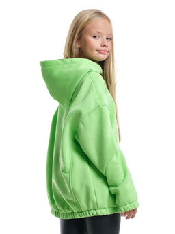 Худи one size с начесом удлиненное с капюшоном спортивное UD 8015 салатовый - Mini maxi фото 5