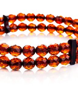 Двухрядный браслет из натурального цельного янтаря Карамель алмазная вишнёвая - Амберхолл фото 3