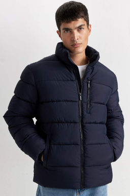 Su Itici Ruzgar Gecirmez Sisme Mont Slim Fit Dar Kesim Dik Yaka Fermuarl? Cepli - Defacto фото 2