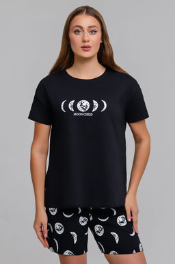 Арт. 9150 Пижама с шортами 42-50 (5 шт) Цвет:верх-черный,низ-черный