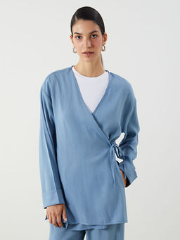 Kruvaze Yaka Keten Kar???ml? Kad?n Kimono