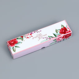 Цена за 2 шт. Коробка для 5 конфет с обечайкой, с окном «Цветочки», 21×5×3.3 см