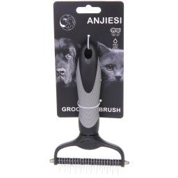 Цена за 2 шт. Расческа для удаления колтунов "ПРЕМИУМ - МОЙ БРО", прорезиненная ручка, цвет серый/черный, 18*11.6см (лейбл)