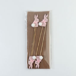 Цена за 2 шт. Топпер деревянный для украшения кулича Кролик на пасху, 7.3?4.2 см