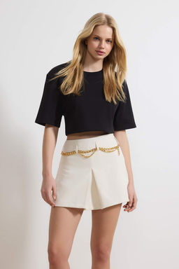 Beyaz Mini Zincir Kemer Detayl? Sort & Bermuda TWOSS26SR00017