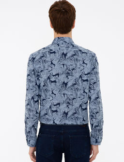 Темно-синяя приталенная рубашка с длинным рукавом - Cacharel фото 3