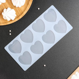 Форма для шоколада Сердечки, силикон, 8 ячеек, 23.5?11.5?0.3 см, прозрачная