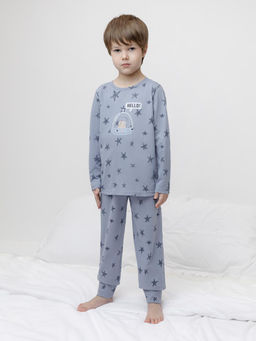 К 1637/серо-голубой,маленькие звезды пижама дет