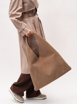 Замшевая сумка Luna DBR 31373 серо-коричневый  фото 3