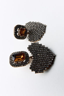 RHINESTONE HEART EARRINGS - Zara фото 4
