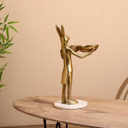 Конфетница двойная «Кролик угощает», 19×26×48 см, алюминий