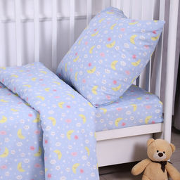 Постельное бельё BABY Спокойной ночи голубой 112х147см, 110х150см, 60х60см, бязь 120г/м, , хлопок 100% - Атра фото 2