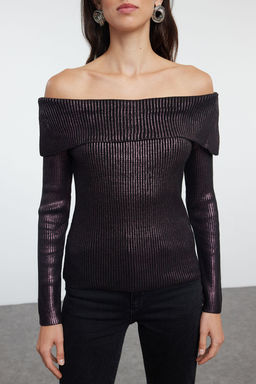 Alt?n Carmen Yaka Varakl? Triko Kazak TWOAW25KZ00152 - Trendyolmilla фото 9