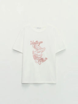 Футболка с принтом и вышивкой / Zarina фото 7