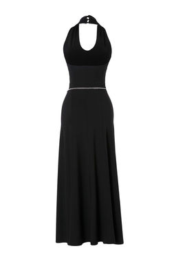 Trendyol Studio Collection Siyah Belden Ac?lan Kemerli Kolsuz Esnek Orme Elbise TWOSS26EL00391 - Trendyolmilla фото 2