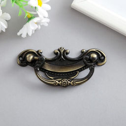 Ручка для шкатулки металл Узоры бронза 9х4 см