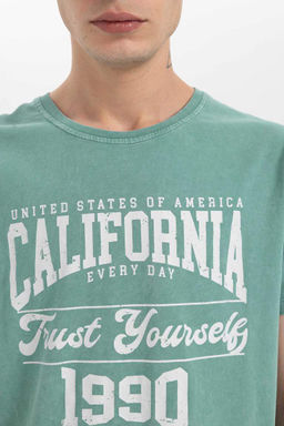 Футболка стандартного кроя с круглым вырезом и короткими рукавами с принтом - Defacto фото 5