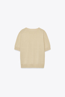 SHORT SLEEVE KNIT LINEN BLEND TOP - Zara фото 5