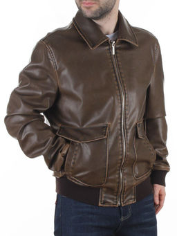 257994137 BROWN Куртка мужская демисезонная (эко-кожа)
