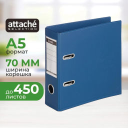 Папка-регистратор формат А5,верт,70мм,т-синий,ПБП2,карм.кор - Attache фото 2