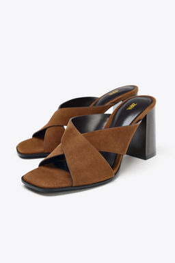 SPLIT SUEDE BLOCK HEEL SANDALS - Zara фото 4