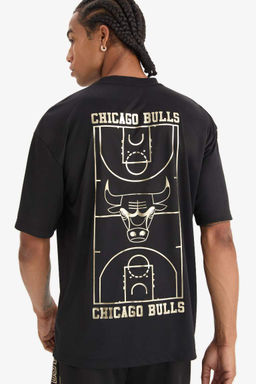DeFactoFit NBA Chicago Bulls Oversize Genis Kal?p Bisiklet Yaka K?sa Kollu Tisort  фото 2