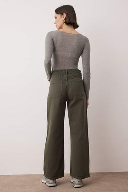 Haki Yuksek Bel Bilek Boy Culotte %100 Pamuklu Jeans TWOAW26JE00190