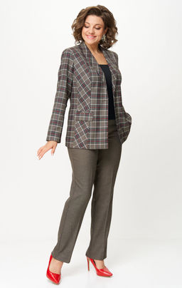 Костюм БелЭльСтиль 412/609 клетка красно-коричневая фото 8