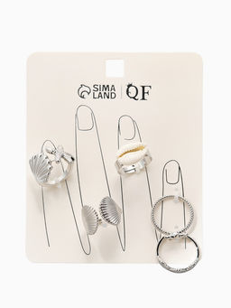 Набор колец 5 шт "Новый стиль" море, размер МИКС, цвет белый в серебре