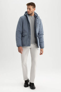 Водоотталкивающее пальто обычного кроя с капюшоном - Defacto фото 2