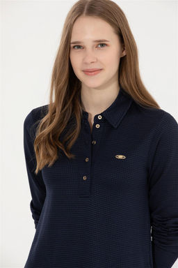 Женское темно-синее трикотажное платье с воротником-поло Неожиданная скидка в корзине - U.s. polo assn фото 2