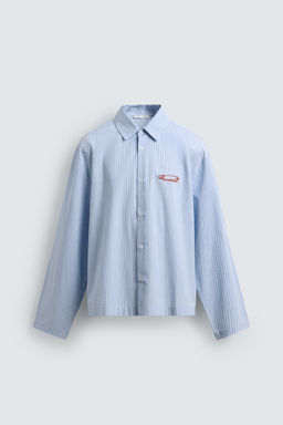 STRIPED SHIRT WITH SLOGAN PRINT - Zara фото 7