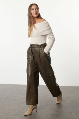 Tas Carmen Yaka Tuylu/Sakal Iplikli Triko Kazak TWOAW24KZ00121 - Trendyolmilla фото 2