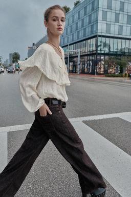 RUFFLED LACE BLOUSE - Zara фото 3