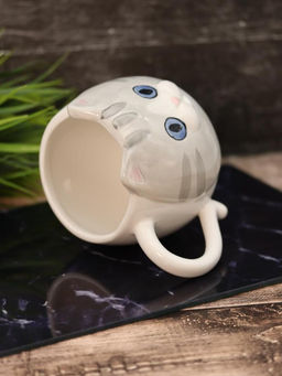 Кружка керамическая iLikeGift Blue eyed cat, grey (410 мл)