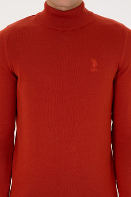 Erkek Slim Fit Yar_m Bal_k__ Yaka Kiremit Basic Kazak - U.s. polo assn фото 6