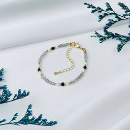 Браслет из Лабрадора, Жемчуга и Лазурита, 16 см+