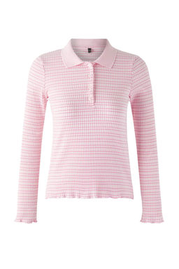 Pembe Fitted/Vucuda Oturan Uzun Kollu Polo Yaka Yar?m Partl? Jakarl? Esnek Orme Bluz TWOAW26BZ00114 - Trendyolmilla фото 3